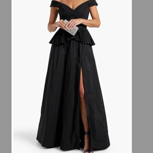 Marchesa Notte Peplum Taffeta Gown (size 16) - Picture 2 of 3